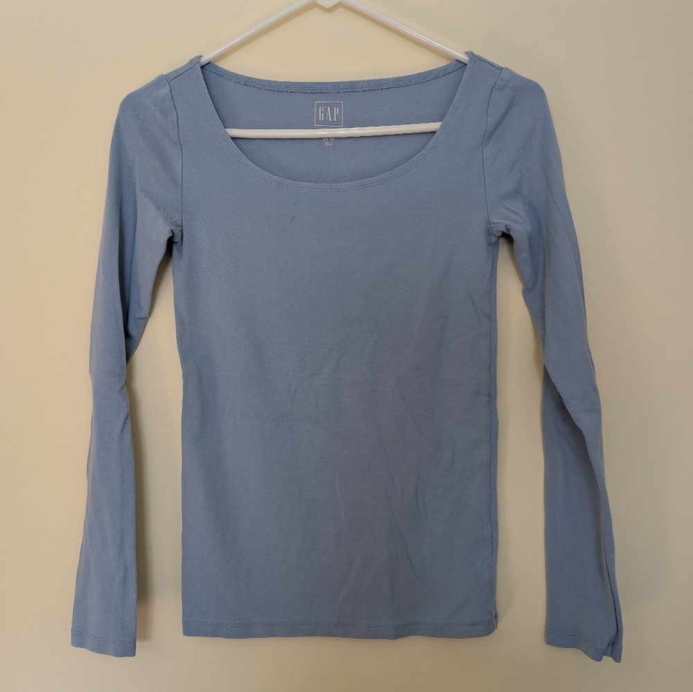 GAP Soft Blue Scoop Neck Long Sleeve